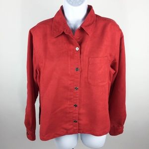 Chico's Shirt Size 1 Faux Suede Button Down
